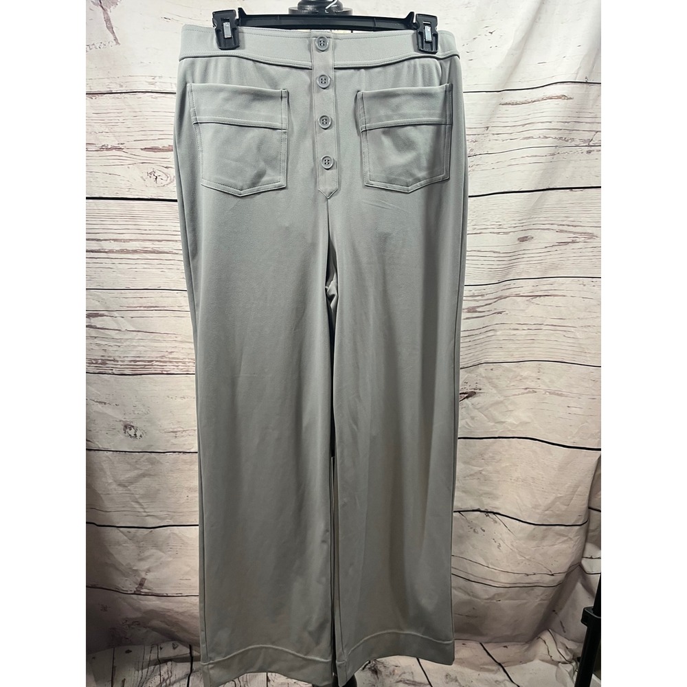 Halara Wide Leg Athleisure Pants Women Medium Grey HaloTek Air Fabric Button Fly